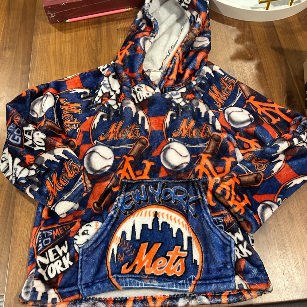 Kids Mets Fleece Hoodie - Blue and Orange- fits boys size 5/6